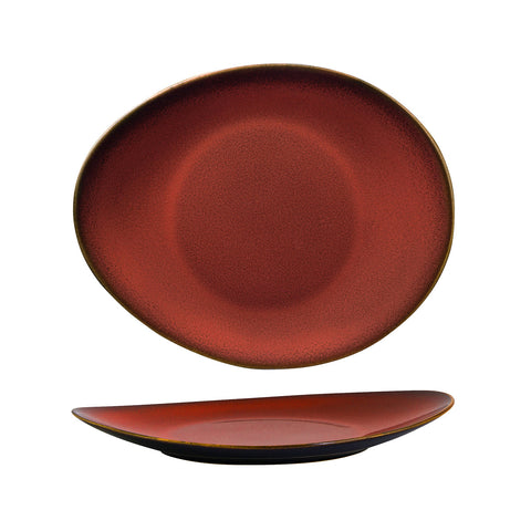 948833 Luzerne Rustic Crimson Dinnerware Collection Rustic Crimson Oval Coupe Plate 290x245mm