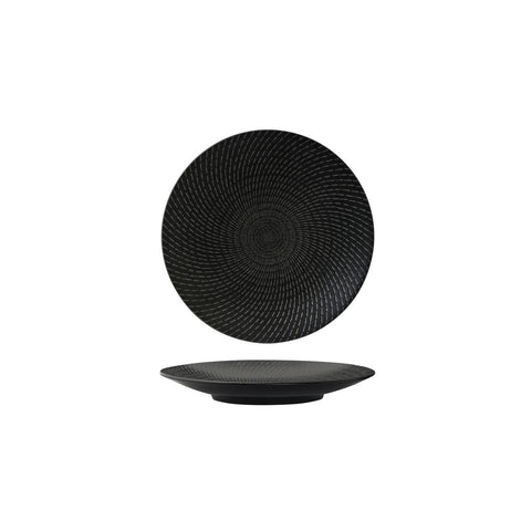 94906-BK Luzerne Zen Black Swirl Dinnerware Collection Zen Black Swirl Round Coupe Plate 155mm