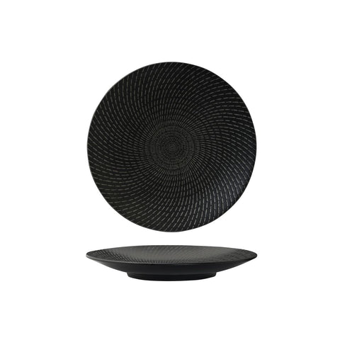 94908-BK Luzerne Zen Black Swirl Dinnerware Collection Zen Black Swirl Round Coupe Plate 205mm