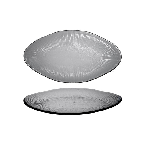 9909902 Churchill Bamboo Glass - Dusk Dinnerware Collection Organic Oval Glass Platter 295x162mm