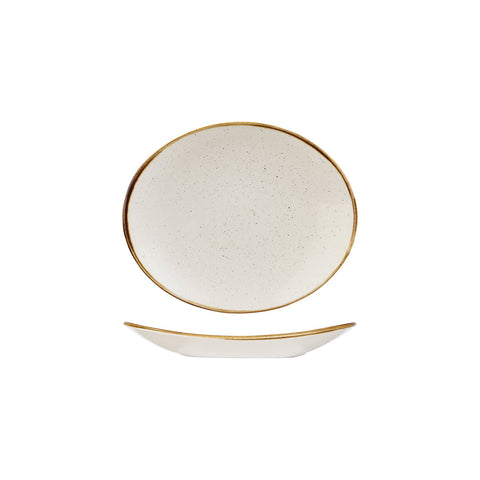 9975220-W Churchill Stonecast Barley White Dinnerware Collection Oval Coupe Plate 192x163mm