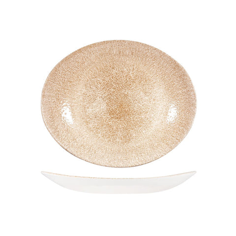 9976227-O Churchill Studio Prints Raku Garnet Orange Dinnerware Collection Raku Garnet Orange Oval Coupe Plate 270x229mm