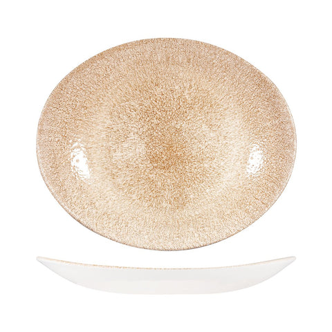 9976232-O Churchill Studio Prints Raku Garnet Orange Dinnerware Collection Raku Garnet Orange Oval Coupe Plate 317x255mm