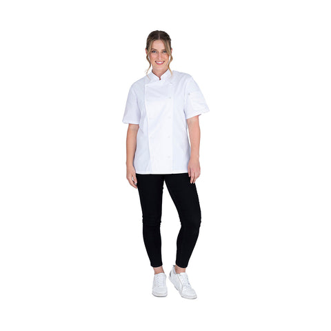 Alex Press Stud Jacket White - 2XL Chef Jacket Alex Press Stud White Alex Press Stud Jacket White - 2 X-Large
