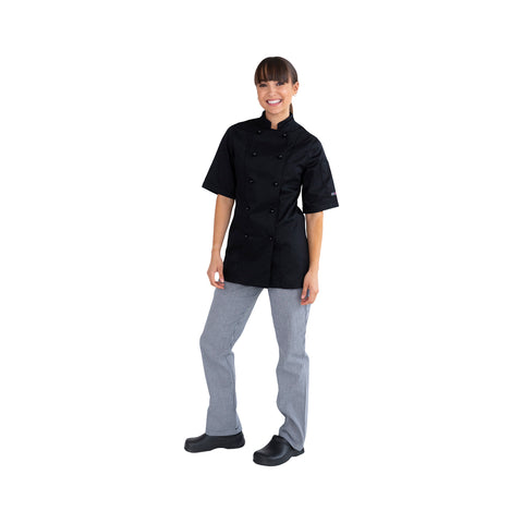 Chef Jacket Lexi Black Short Sleeve