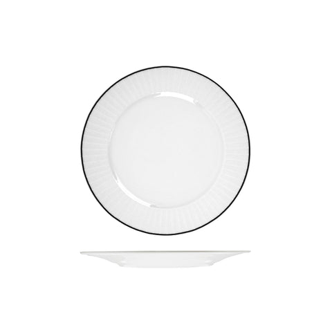 RHRP24-BK RAK Porcelain Harriette Dinnerware Collection Harriette Round Plate - Wide Rim 240mm