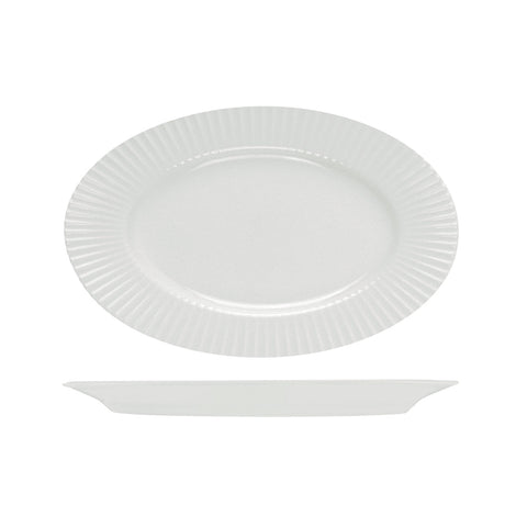 RMOP38 RAK Porcelain Metropolis Dinnerware Collection Metropolis Oval Plate Wide Rim 380x265mm