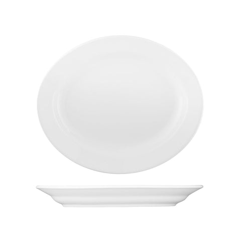 S4340 Australian Fine China Flinders Dinnerware Collection Flinders Oval Plate - Wide Rim 275x330mm